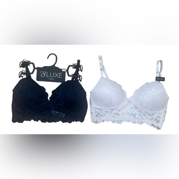 Luxe 2 Women's Lace Bra Set - Midnight Blue and Light Pink - Picture 4 of 6